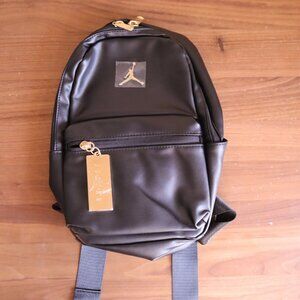 Nike Air Jordan Faux Leather Backpack Black Gold Monogram 7A0478-023 NWT